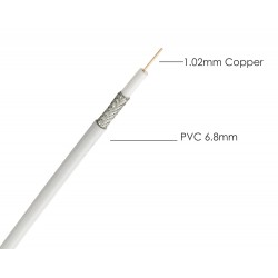 POWERTECH Καλώδιο RG6U Coaxial, internal PVC 6.8mm, 1.02mm copper, 100m