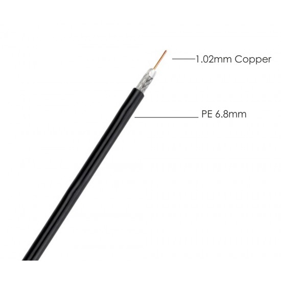 POWERTECH Καλώδιο RG6U Coaxial, external PE 6.8mm, 1.1mm Copper, 100m