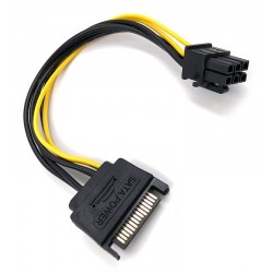 POWERTECH Καλώδιο SATA 8" 15pin σε PCI-E 6pin CAB-W032, 15cm