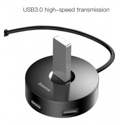 BASEUS USB hub CAHUB-U01 USB 3.0, 1x USB 3.0, 3x USB 2.0, 1m, μαύρο