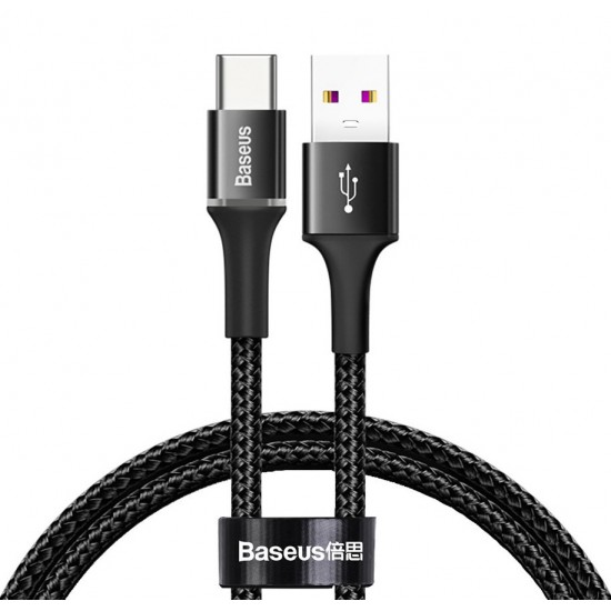 BASEUS καλώδιο USB σε Type-C CATGH-F01, LED, 5A 40W, 0.5m, μαύρο