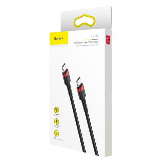BASEUS καλώδιο USB Type-C CATKLF-G91, 3A 60W, PD2.0, 2m, μαύρο-κόκκινο