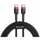 BASEUS καλώδιο USB Type-C CATKLF-G91, 3A 60W, PD2.0, 2m, μαύρο-κόκκινο