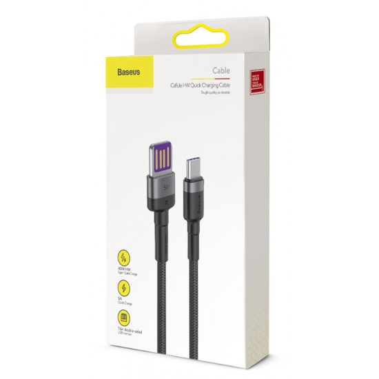 BASEUS καλώδιο USB σε Type-C CATKLF-PG1, 40W, double-sided, 1m, γκρι