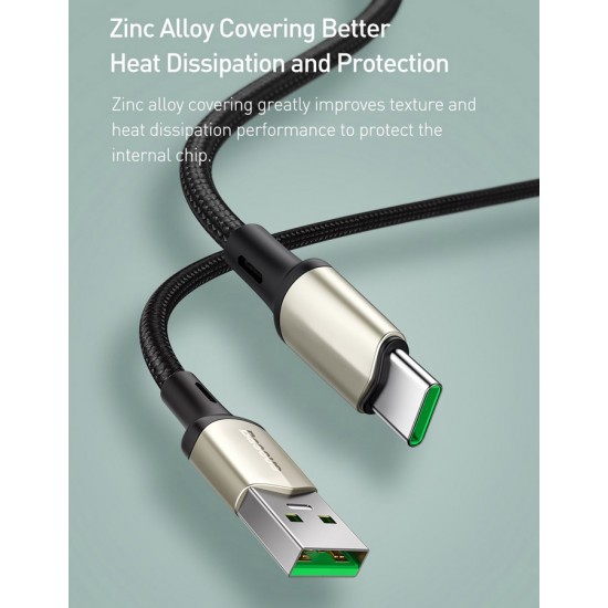 BASEUS καλώδιο USB σε USB Type-C CATKLF-VA01, VOOC, 5A, 1m, μαύρο