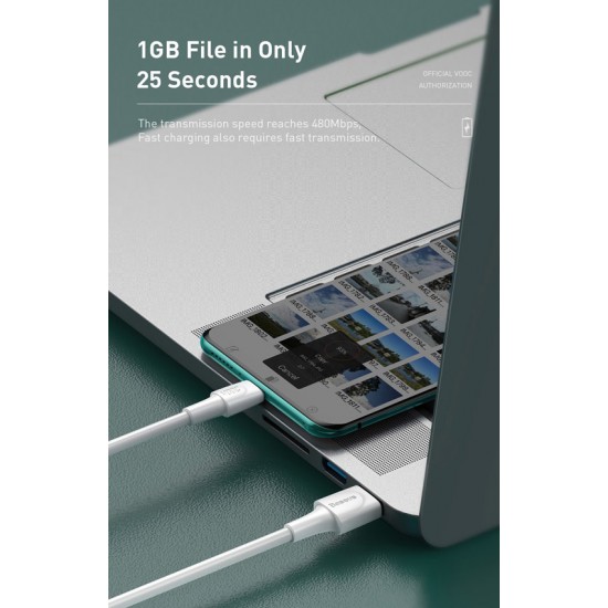 BASEUS καλώδιο USB σε USB Type-C CATSW-F02, VOOC, 5A, 1m, λευκό