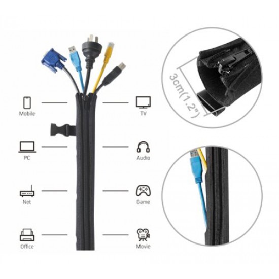 BRATECK Δεματικό Καλωδίων τύπου Flex Wrap CC15-1, με φερμουάρ, 100x10cm