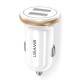 USAMS φορτιστής αυτοκινήτου C4, 2x USB, 4.8A, μεταλλικός, λευκός