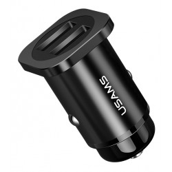 USAMS φορτιστής αυτοκινήτου C7, 2x USB, 4.8A, μεταλλικός, μαύρος