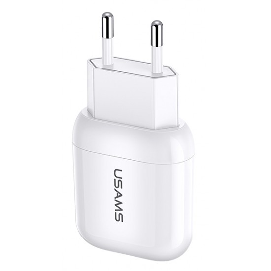 USAMS φορτιστής τοίχου T19, 1x USB, 2.1A, λευκός
