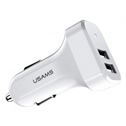 USAMS φορτιστής αυτοκινήτου C13, 2x USB, 2.1A, λευκός