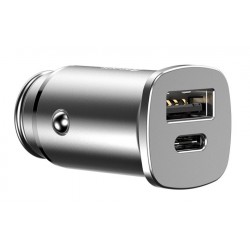 BASEUS φορτιστής αυτοκινήτου CCALL-AS01, 2x USB, 5A 30W, ασημί