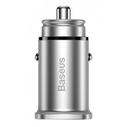 BASEUS φορτιστής αυτοκινήτου CCALL-AS01, 2x USB, 5A 30W, ασημί