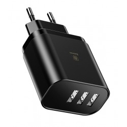 BASEUS φορτιστής τοίχου CCALL-BH01, 3x USB, 3.4A, με οθόνη, μαύρο