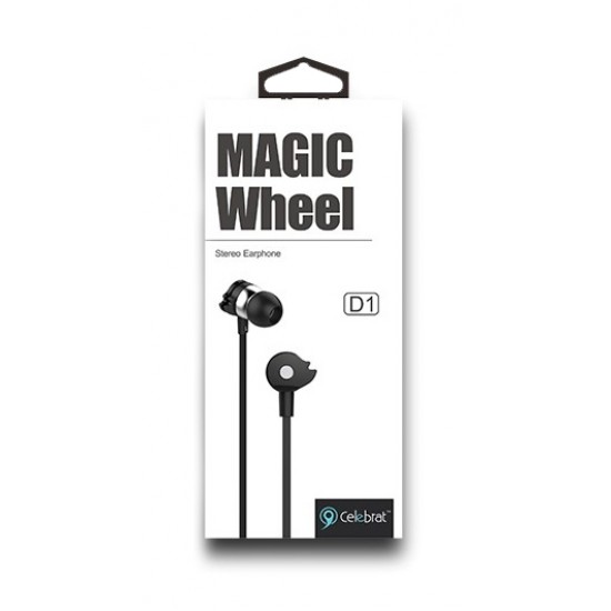 CELEBRAT Earphones με μικρόφωνο D1, on/off, 10mm, 1.2m flat, μαύρα