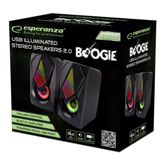 ESPERANZA ηχεία Boogie EGS102, 2.0ch, 2x 2.5W RMS, USB, Aux in, LED