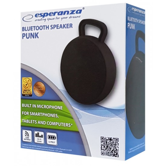 ESPERANZA Φορητό ηχείο Punk EP127K, bluetooth, 3W, μαύρο