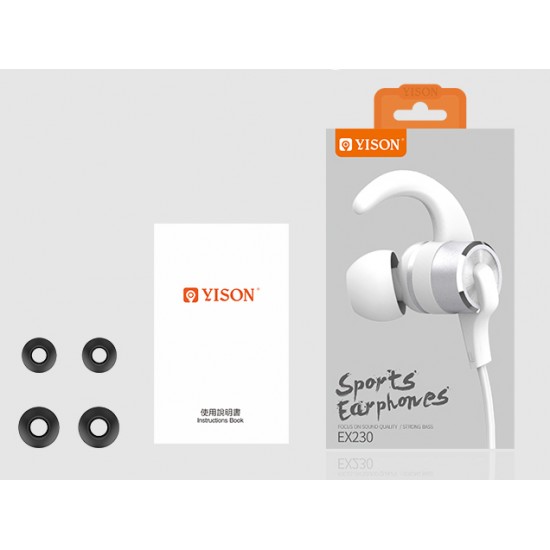 YISON Sports earphones EX230-WH με μικρόφωνο, 10mm, 1.2m, λευκό