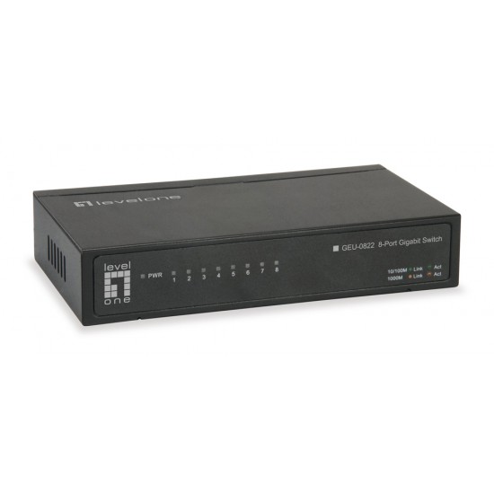 LEVELONE GbE Switch GEU-0822, 8-port 10/100/1000Mbps, MAC 4K, Ver. 2.0