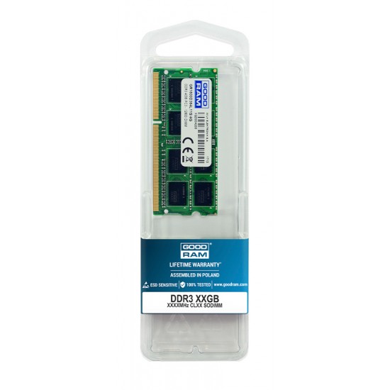 GOODRAM Μνήμη DDR3 SODIMM GR1600S364L11-8G, 8GB, 1600MHz PC3-12800, CL11