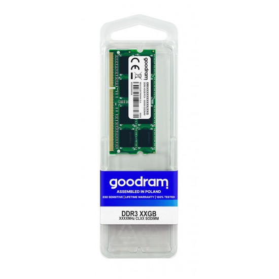 GOODRAM Μνήμη DDR3 SODIMM GR1600S3V64L11-8G, 8GB, 1600MHz, CL11, 1.35v