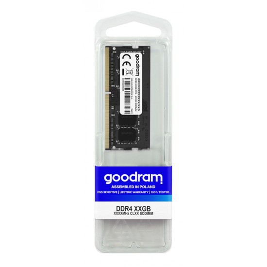 GOODRAM Μνήμη DDR4 SODIMM, 4GB, 2400MHz, PC4-19200, CL17