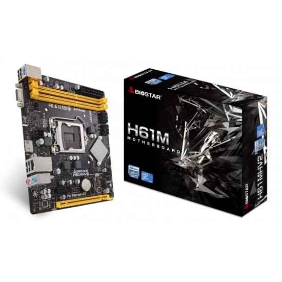 BIOSTAR Μητρική H61MHV2, 2x DDR3, s1155, 8x USB 2.0 HDMI, mATX, Ver. 7.0