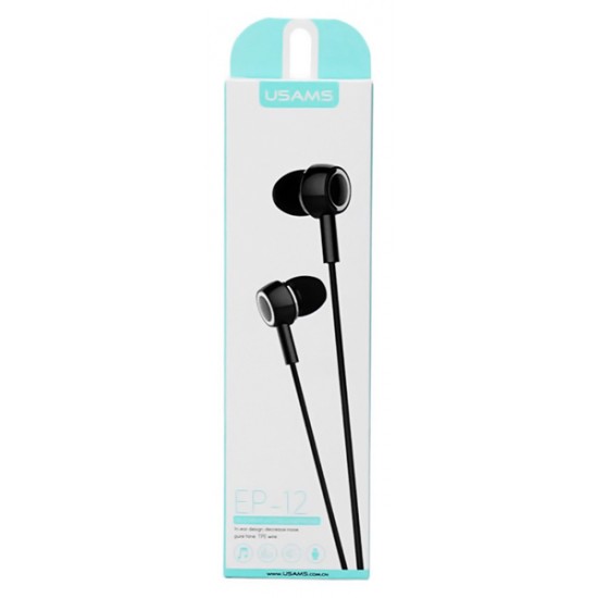 USAMS earphones με μικρόφωνο EP-12, 10mm, 1.2m, μαύρα