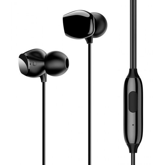 USAMS earphones με μικρόφωνο EP-28, 9mm, 3.5mm, 1.2m, μαύρα