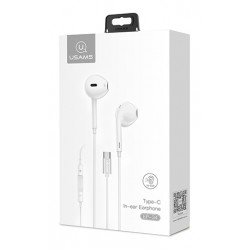 USAMS earphones με μικρόφωνο EP-34, type-C, 1m, λευκά
