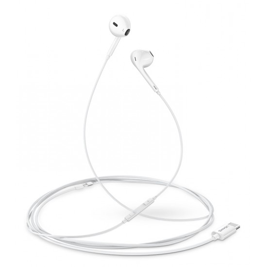 USAMS earphones με μικρόφωνο EP-34, type-C, 1m, λευκά