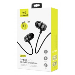 USAMS earphones με μικρόφωνο EP-36, 10mm, 3.5mm, 1.2m, μαύρα