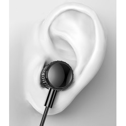 USAMS earphones με μικρόφωνο EP-38, 10mm, 3.5mm, 1.2m, μαύρα