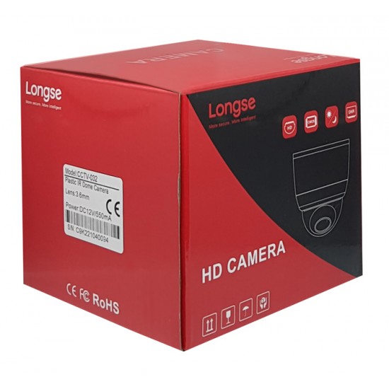 LONGSE IP POE Dome Κάμερα HD, Starlight, 3.6mm, 2MP 1080P, IR 20M, IP67
