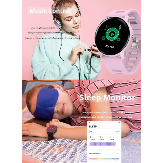 ΙΝΤΙΜΕ Smartwatch S08, 1.3" έγχρωμο, IP68, HR & Blood pressure, μαύρο