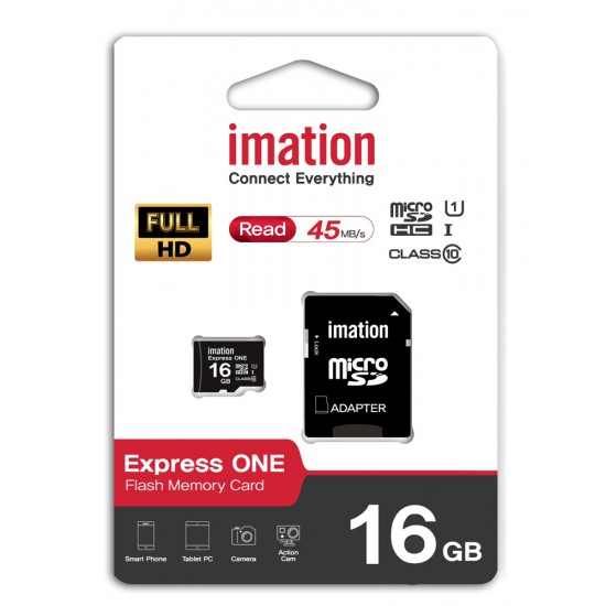 IMATION κάρτα μνήμης MicroSDHC UHS-1, 16GB, Read 45MB/s, Class 10