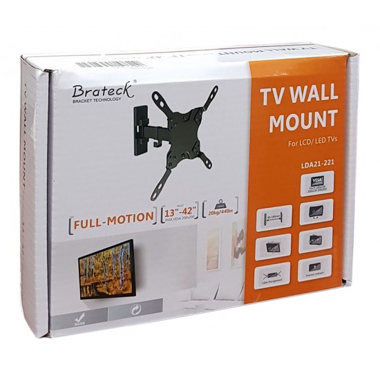 Brateck επιτοίχια βάση LDA21-221 για monitor 13-42", 20kg