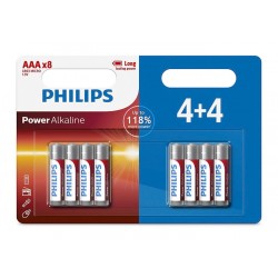 PHILIPS Power αλκαλικές μπαταρίες LR03P8BP/5, AAA LR03 1.5V, 8τμχ