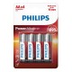 PHILIPS Power αλκαλικές μπαταρίες LR6P4B/10, AA LR6 1.5V, 4τμχ