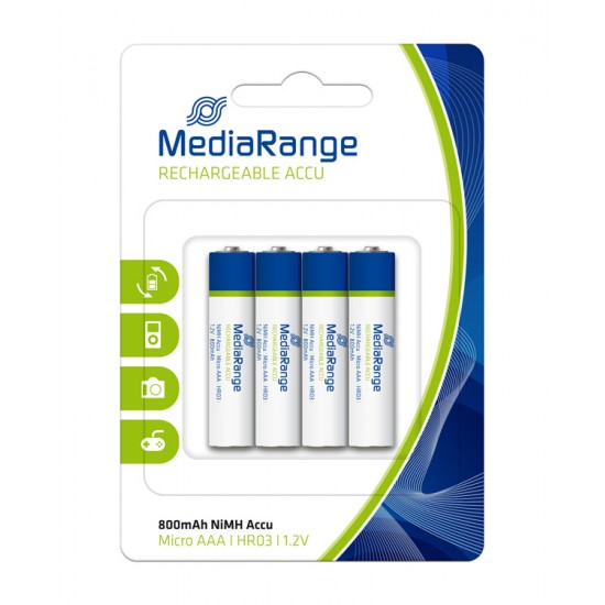 MEDIARANGE Επαναφορτιζόμενη μπαταρία AAA LR03, 800mAh, 4τμχ