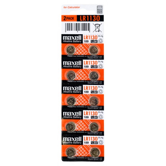 MAXELL αλκαλικές μπαταρίες ρολογιού LR1130, 1.5V, 10τμχ