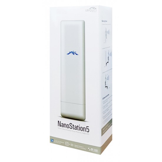 UBIQUITI NanoStation NS5, 5GHz, 14dBi, Dual polarity Indoor/Outdoor