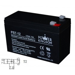POWER KINGDOM μπαταρία μολύβδου PS7-12, 12Volt 7Ah, T2