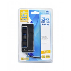 POWERTECH USB 3.0V Hub, 4 Port, με διακόπτη On-Off