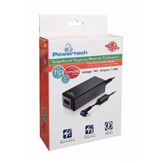 POWERTECH τροφοδοτικό laptop PT-292 για HP, 30W, 19.5V - 1.58A