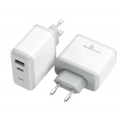 POWERTECH Φορτιστής Τοίχου PT-708, 1x USB, 1x Type-C, 18W, 3A, λευκό