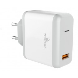 POWERTECH Φορτιστής Τοίχου PT-709, 1x USB, 18W, 3A, QC 3.0, λευκό