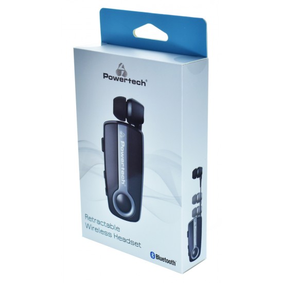 POWERTECH Bluetooth earphone Klipp PT-733, multipoint, BT V4.1, ασημί