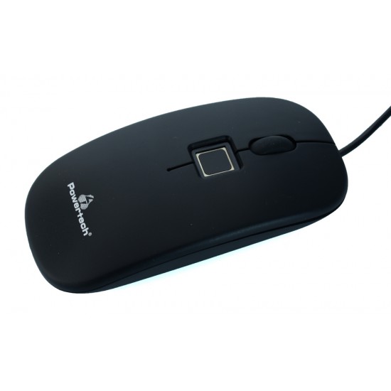 POWERTECH ενσύρματο ποντίκι PT-735, με fingerprint, 1000DPI, μαύρο