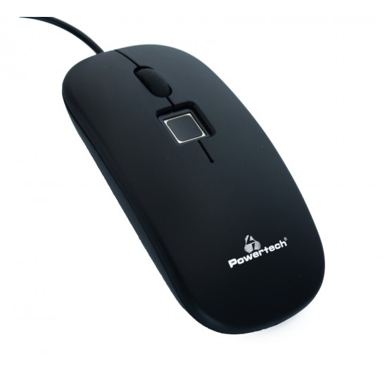 POWERTECH ενσύρματο ποντίκι PT-735, με fingerprint, 1000DPI, μαύρο